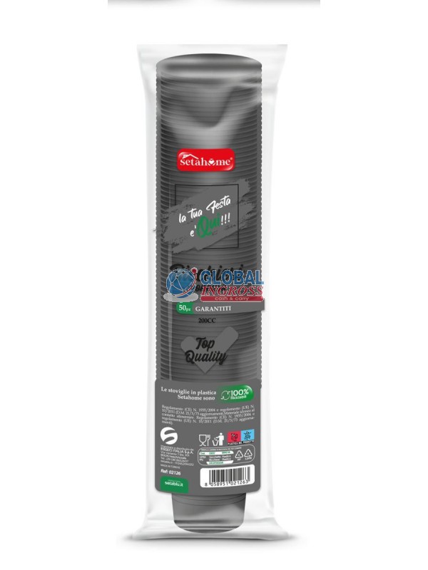BICCHIERI MONOUSO NERO 50pz 200cc