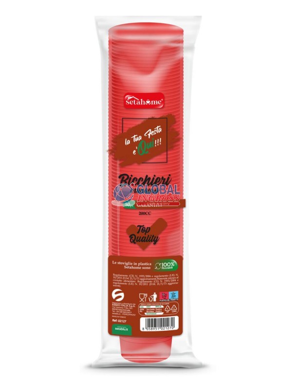 BICCHIERI MONOUSO ROSSO50pz 200cc