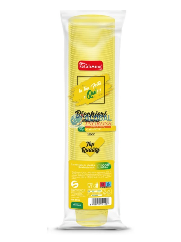 BICCHIERI MONOUSO GIALLO 50pz 200cc