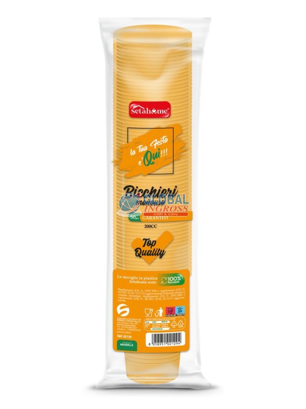 BICCHIERI MONOUSO ARANCIO 50pz 200cc