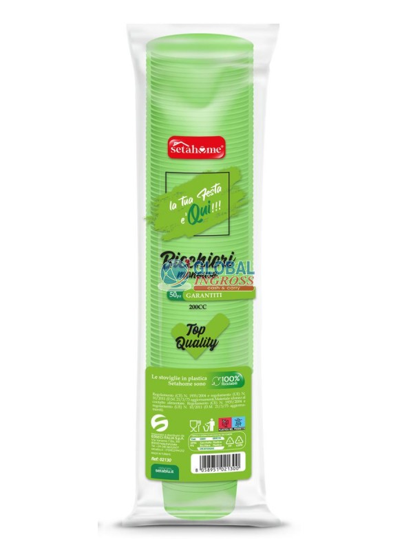 BICCHIERI MONOUSO VERDE50pz 200cc