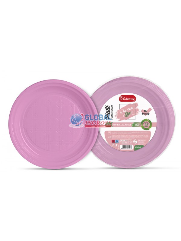 PIATTI RIUTILIZZ. DESSERT ROSA 25pz