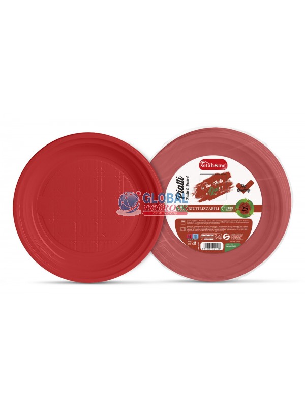PIATTI RIUTILIZZ. DESSERT ROSSO 25pz