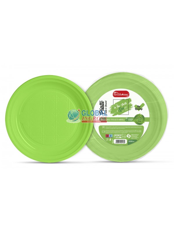 PIATTI RIUTILIZZ. DESSERT VERDE 25pz