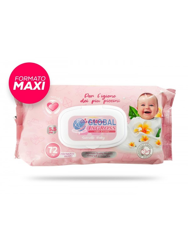 SALVIETTINE BABY OLIO DI MONOI 72pz MAXI FORMATO.
