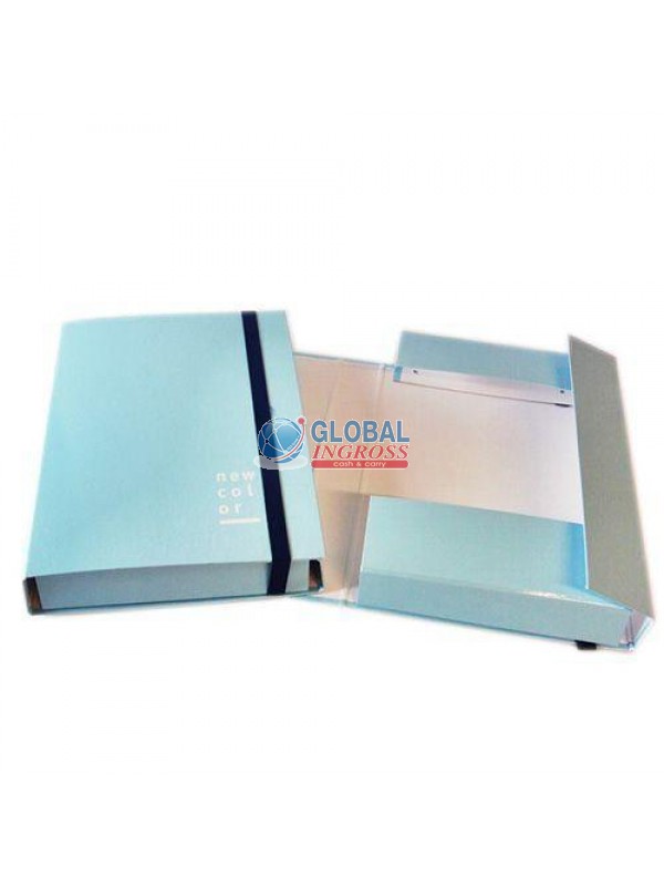 CARTELLA D5 AZZURRO ELASTICO PIATTO 3 LEMBI