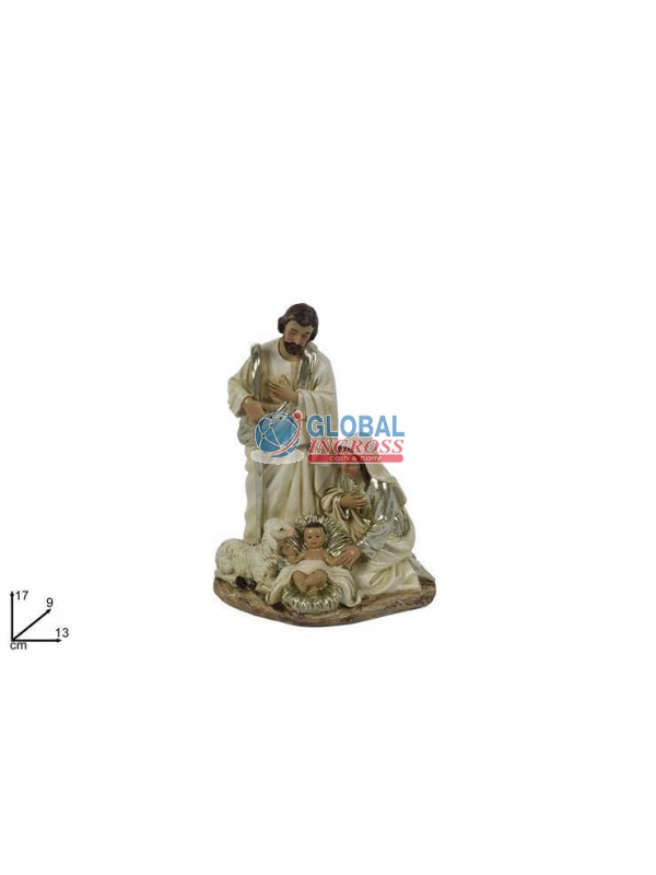 GRUPPO NATIVITA' 17cm BIANCA E ORO