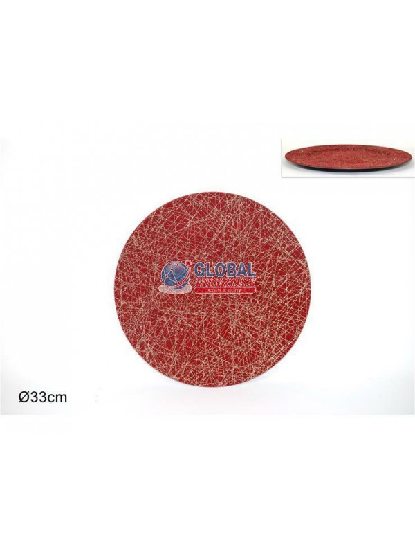 SOTTOPIATTO ROSSO GLITTER ORO 33cm MELAMINA