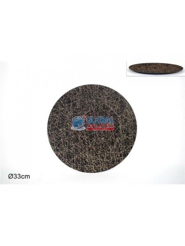 SOTTOPIATTO NERO GLITTER ORO 33cm MELAMINA