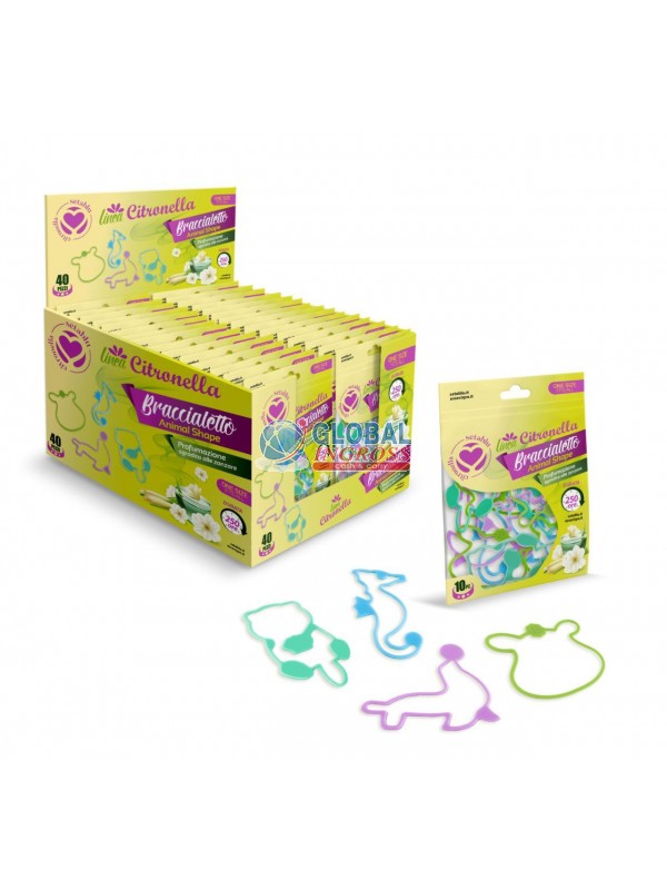 BRACCIALE ANTIZANZARE 10pz CITRONELLA ANIMAL SHAPE