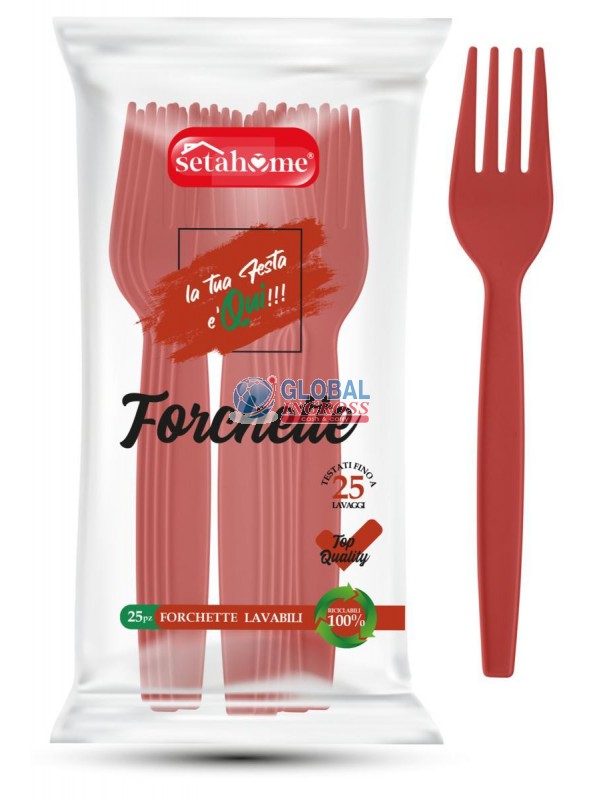 FORCHETTE PLASTICA 25pzROSSO