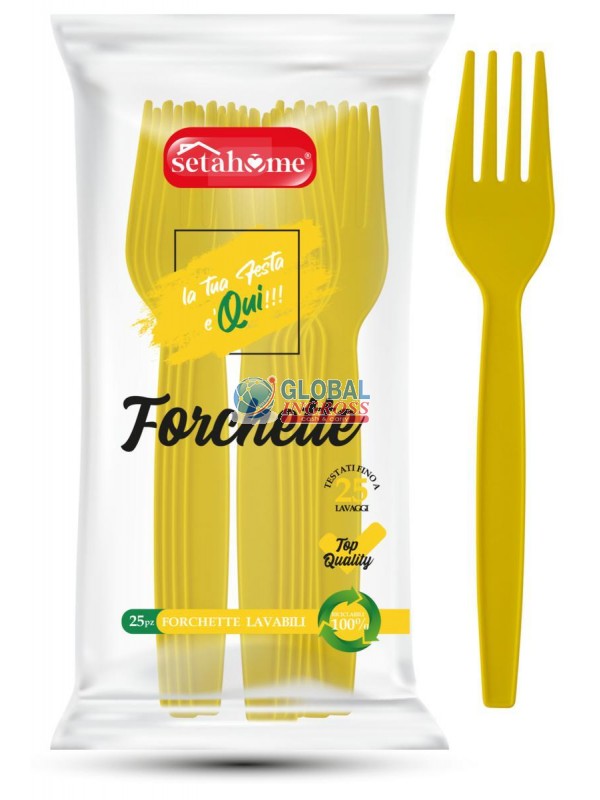 FORCHETTE PLASTICA 25pzGIALLO