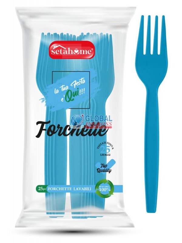 FORCHETTE PLASTICA 25pzAZZURRO
