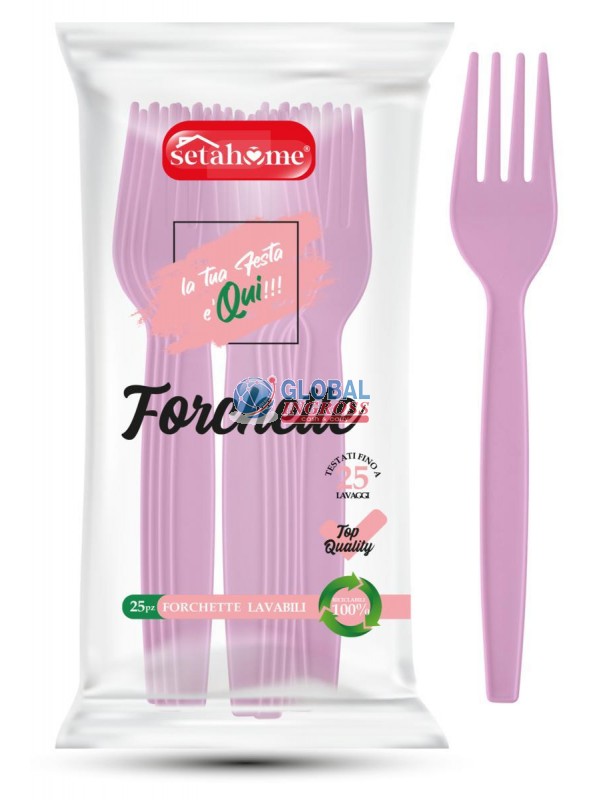 FORCHETTE PLASTICA 25pzROSA