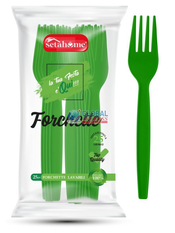 FORCHETTE PLASTICA 25pzVERDE