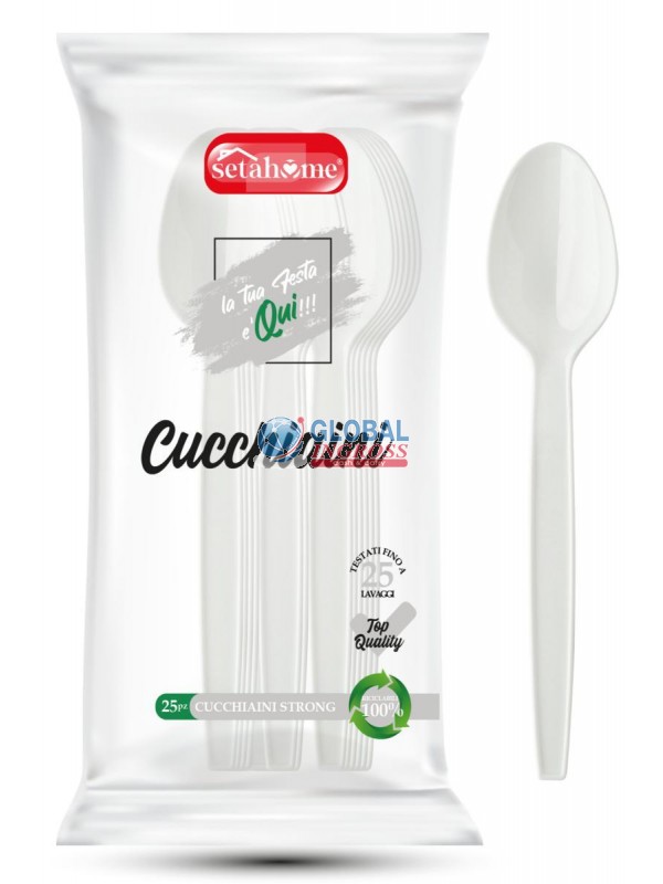 CUCCHIAINI BIANCHI PLASTICA 25pz