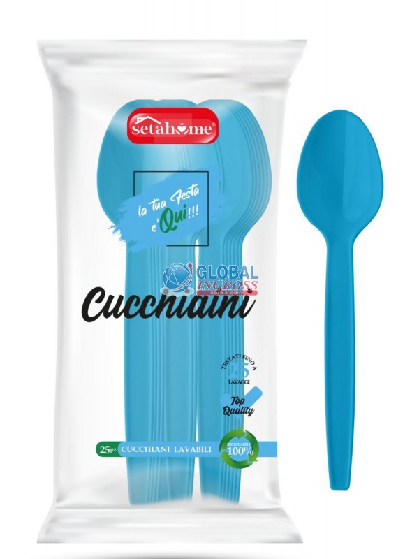 CUCCHIAINI AZZURRI PLASTICA 25pz