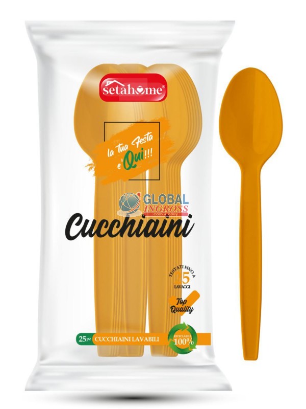 CUCCHIAINI ARANCIONE PLASTICA 25pz