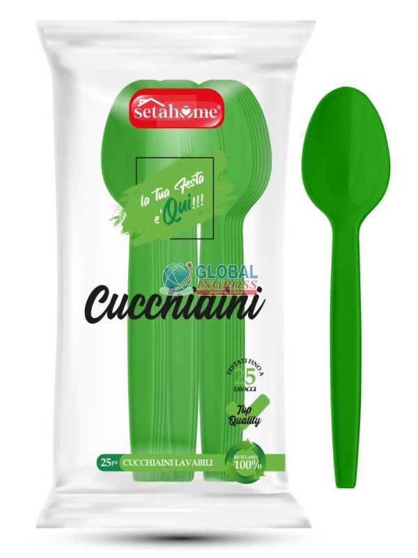 CUCCHIAINI VERDI PLASTICA 25pz