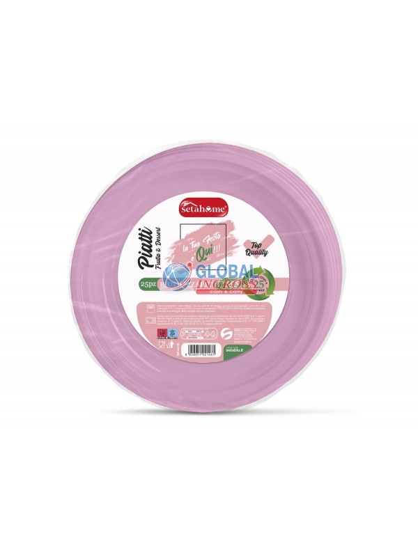 PIATTI RIUTILIZZ. DESSERT ROSA 25pz