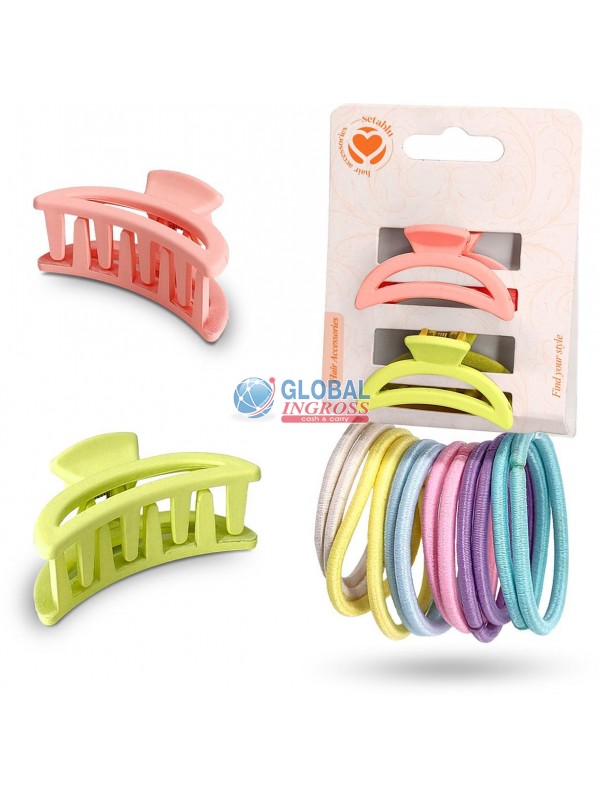 PINZETTE CAPELLI 2pz + 12 ELASTICI ASS.
