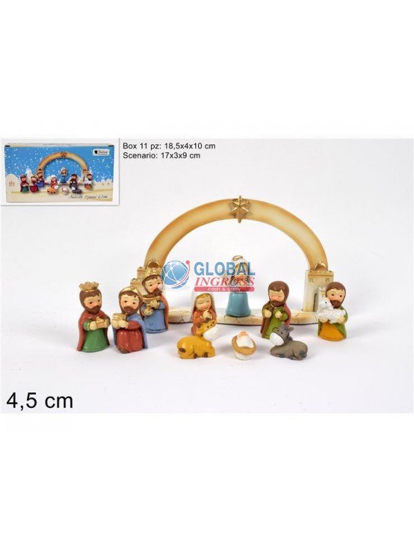 NATIVITA' C/SCENARIO 11pz 4,5cm COLORATA