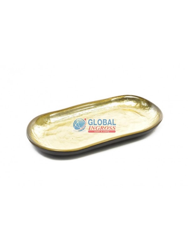 PIATTO ATLAS OVALE NERO/ORO 21x11cm