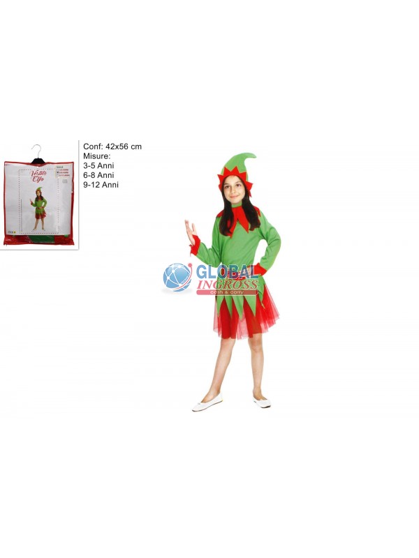 VESTITO ELFO BIMBA TAGLIE ASS.