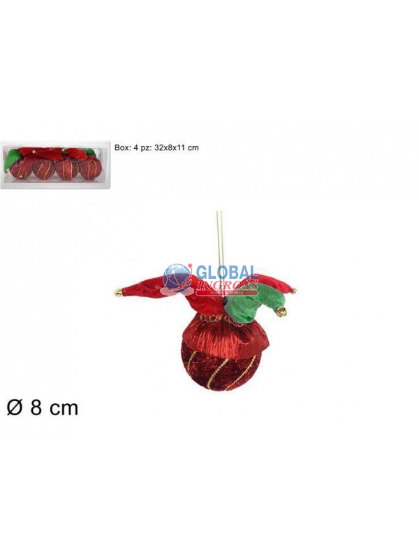 PALLE GIULLARE ROSSO 8cm 4pz