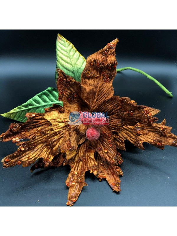 STELLA DI NATALE GLITTERATA STELO LUNGO