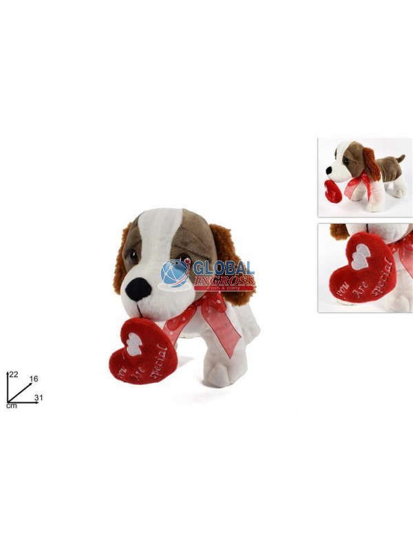 PELUCHE CAGNOLINO C/CUORE 22x31cm