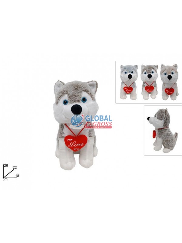 PELUCHE CANE C/CUORE 26cm