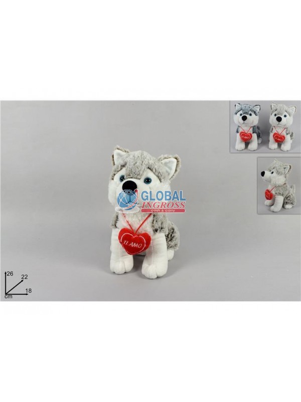 PELUCHE CANE C/CUORE 26cm