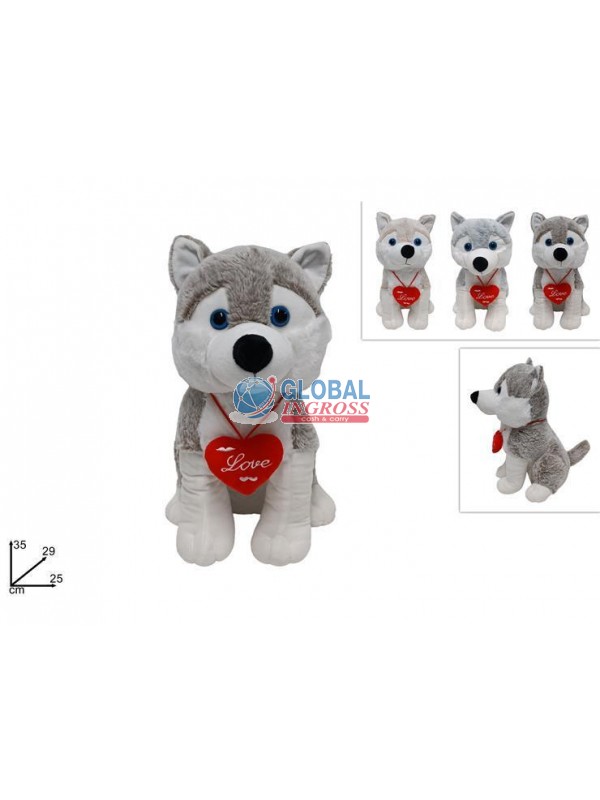 PELUCHE CANE C/CUORE 35cm