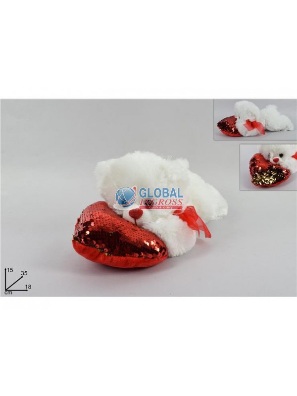 PELUCHE ORSETTO BIANCO C/CUORE 35cm