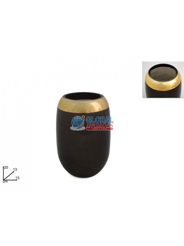 VASO VETRO 20cm GRIGIO/ORO