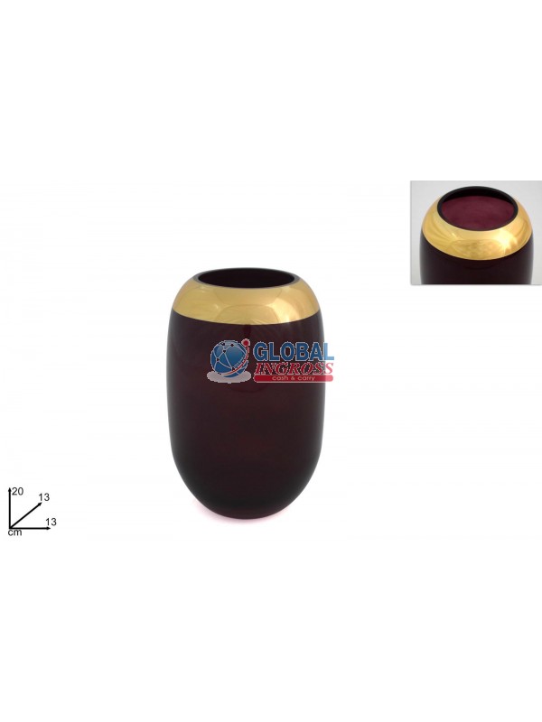 VASO VETRO 20cm BORDEAUX/ORO