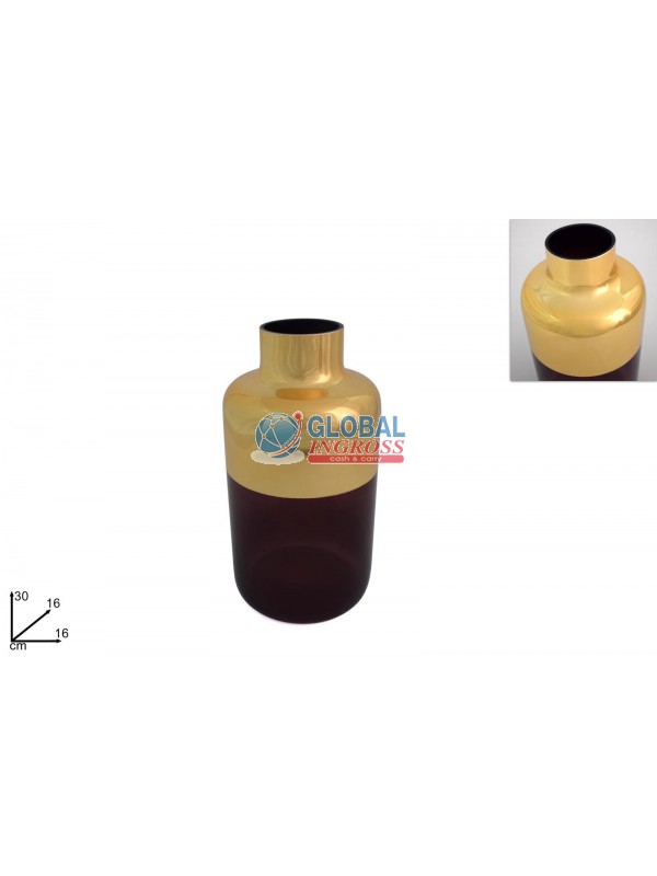 VASO BORDEAUX/ORO 30cm