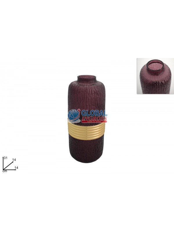 VASO BORDEAUX/ORO 31cm