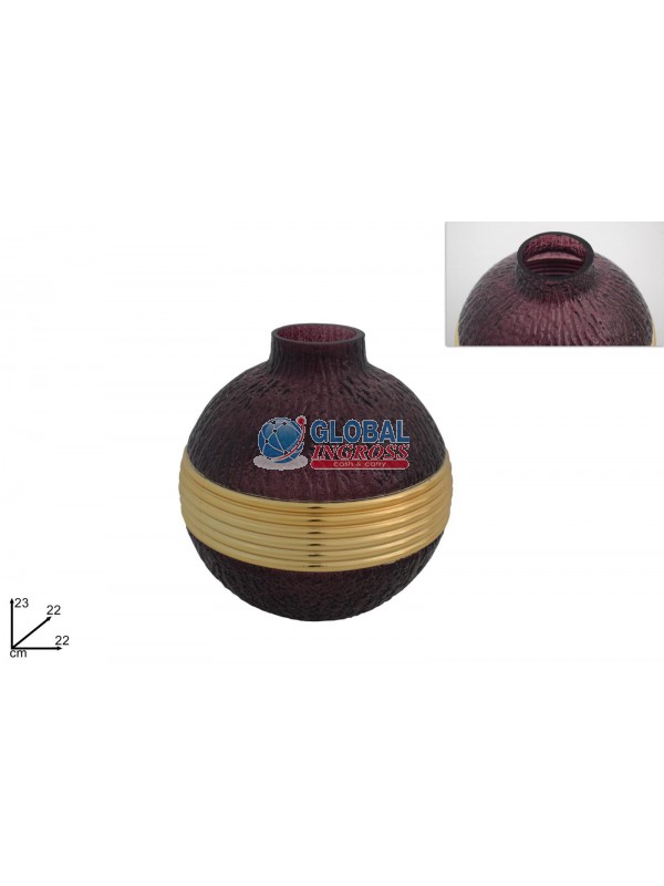 VASO BORDEAUX/ORO 23cm