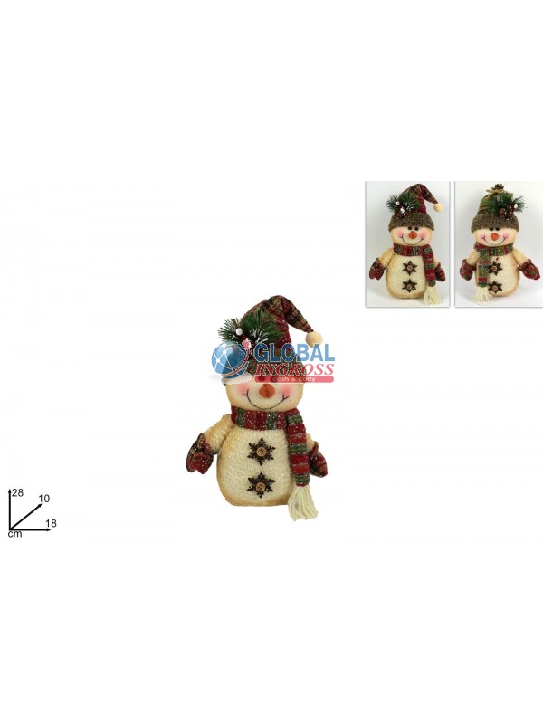 PUPAZZO NEVE 28cm ABITOCOUNTRY C/GLITTER