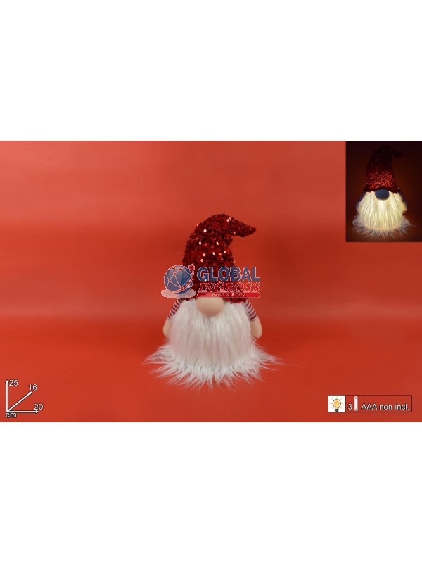 GNOMO CAPPELLO PAILLETTES ROSSO C/LUCE