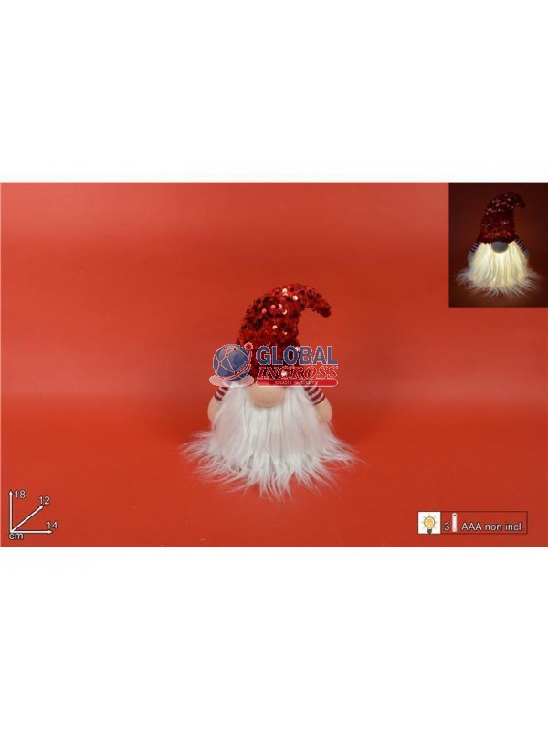 FOLLETTO SEDUTO C/CAPPELLO ROSSO 18cm C/LED