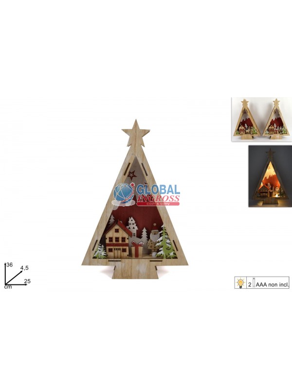 ALBERO LEGNO C/SCENARIONATALE C/LUCI