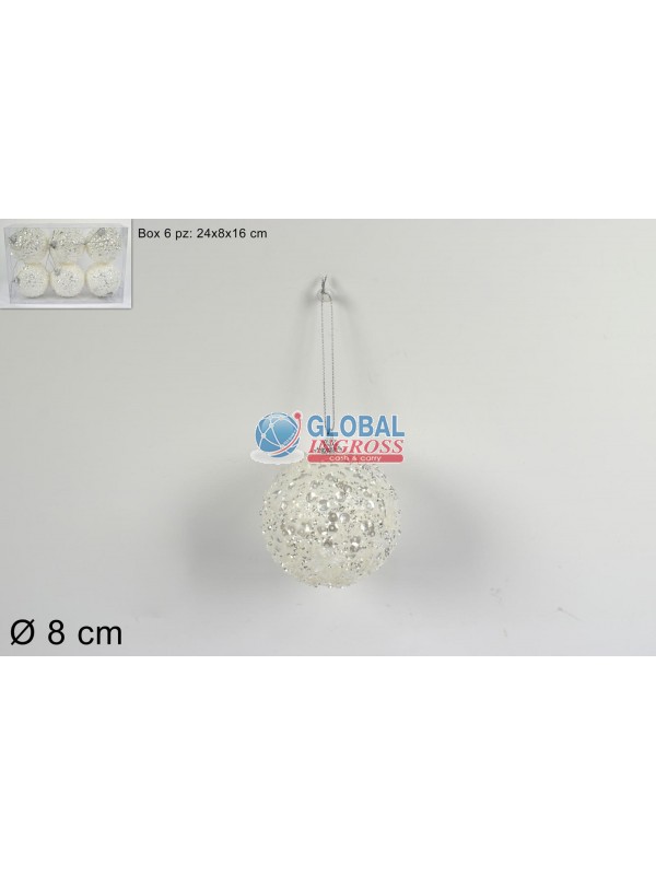 PALLE BIANCO PAILLETTES8cm 6pz