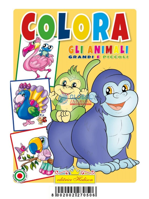 LIBRO COLORA ANIMALI GRANDI E PICCOLI.