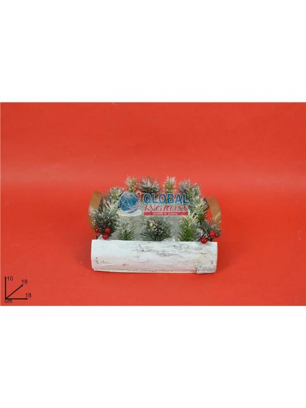 P/CANDELA BIANCO 4 POSTI 18cm C/RAMI INNEVATI