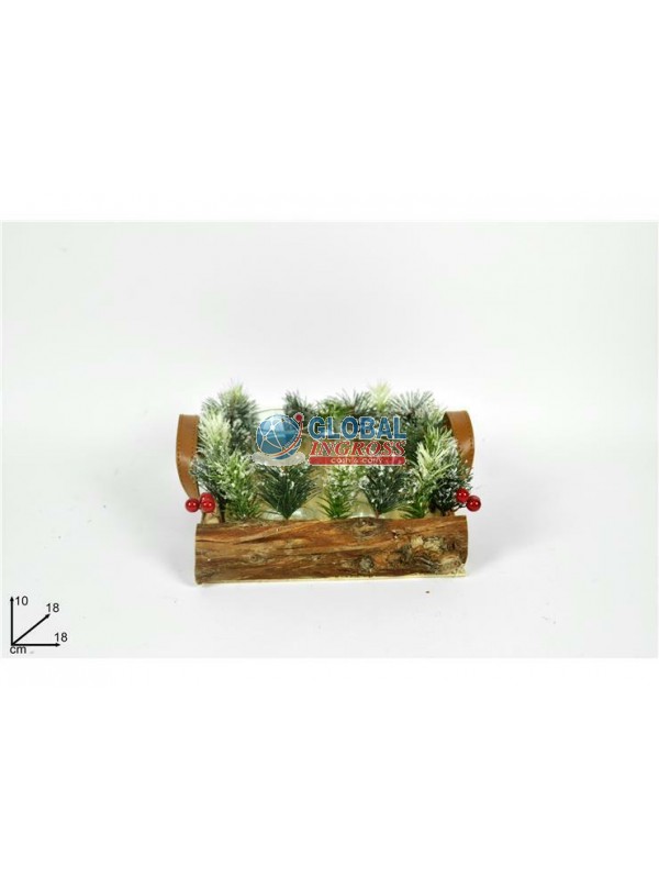 P/CANDELA NATURALE 4 POSTI 18cm C/RAMI INNEVATI