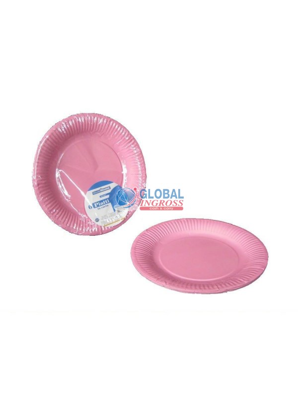 PIATTI CARTA ROSA CM.23PZ.6