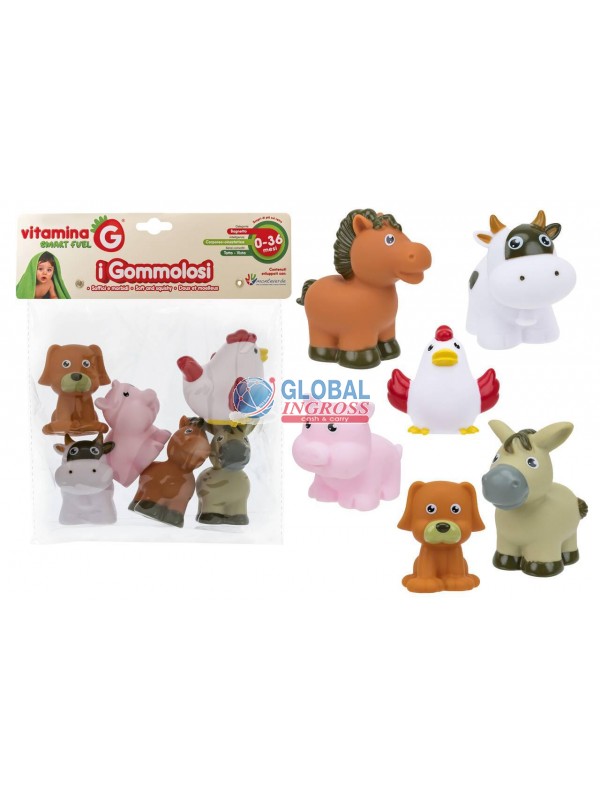 GOMMOLOSI ANIMALI FATTORIA 6pz